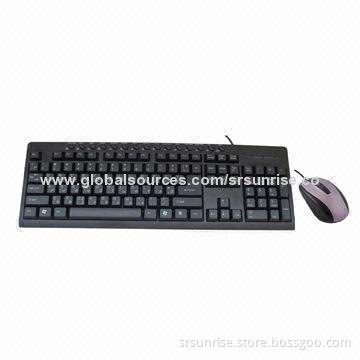 Black Wired Multimedia Keyboard with USB, PS/2 Port, Waterproof Design and 3D Optical Mouse